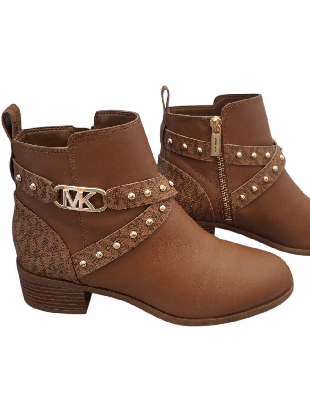 Michael Kors Women's Kincaid Leather and Studded Logo Ankle Boots Size: 6M